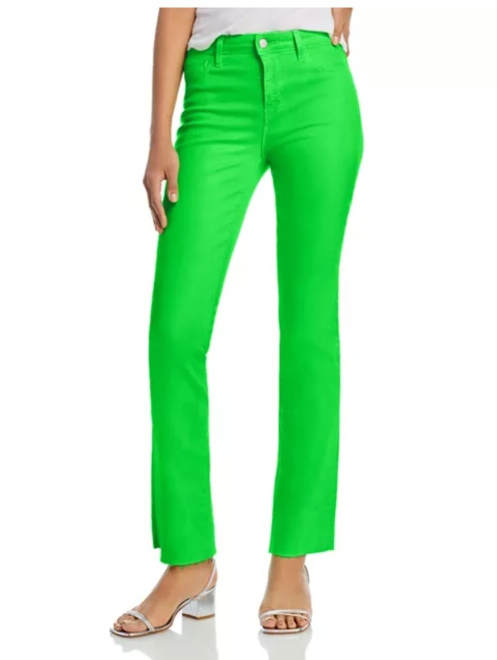 L'Agence Ruth Lime Green Coated Denim High Rise Denim Straight Leg Jean 27 NWT